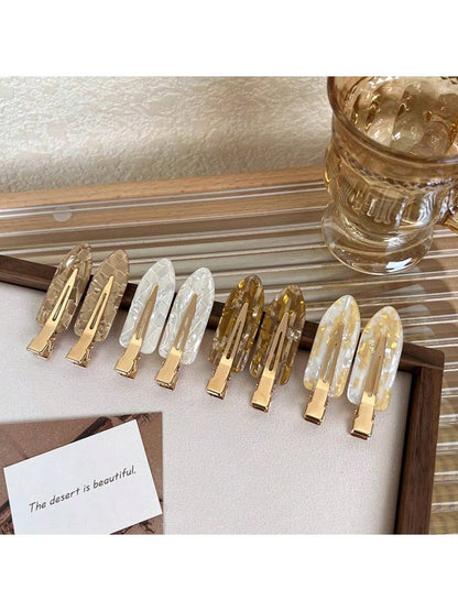 4pcs Ins Style Shell Color Sweet Seamless Bangs Clip, Candy Color Acetate Duck Clip, High-End Women Hair Clips
