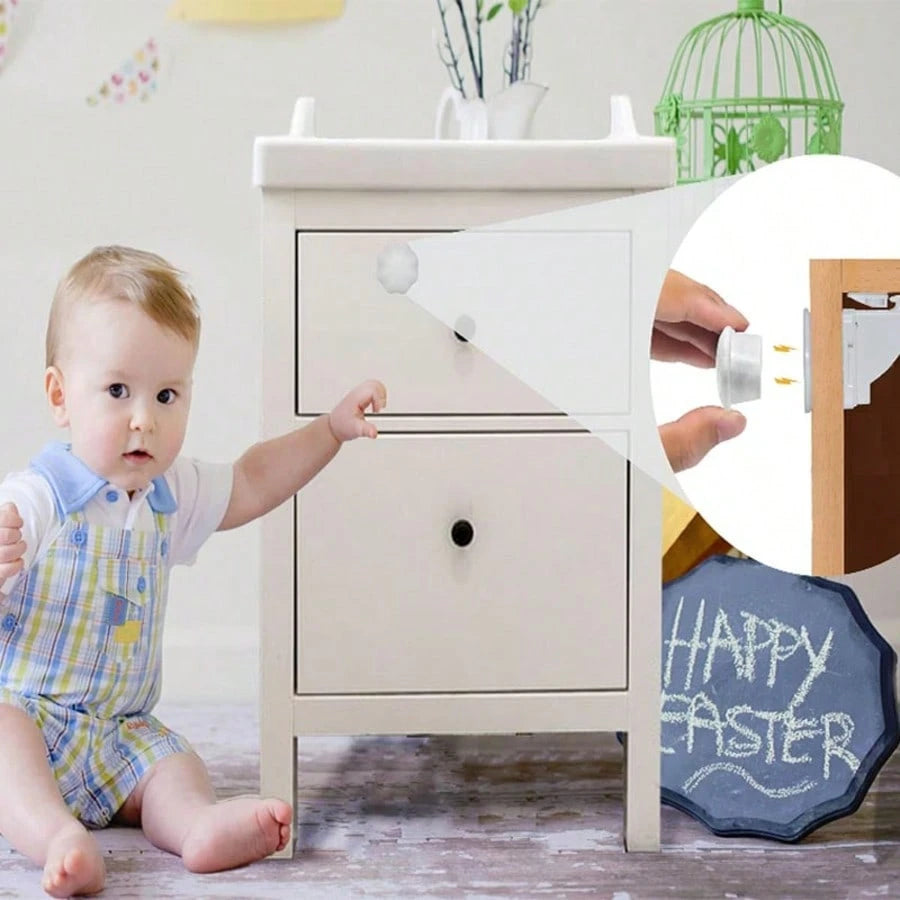 4pcs Magnetic Lock Set + 1 Key, Multi-Functional Home Use, Includes Installation Accessories, Invisible Safety Lock For Drawers, Cabinets, Parallel Doors