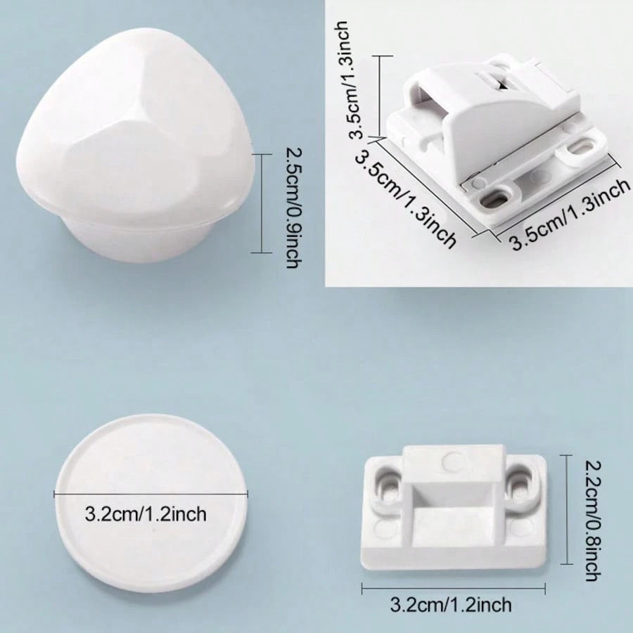 4pcs Magnetic Lock Set + 1 Key, Multi-Functional Home Use, Includes Installation Accessories, Invisible Safety Lock For Drawers, Cabinets, Parallel Doors