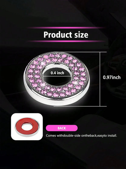 4pcs Pink Car Interior Door Lock Decoration Ring & Sticker & Handle Cover Compatible With Mercedes-benz C-class C200l Glc260 C260l Auto Accessories