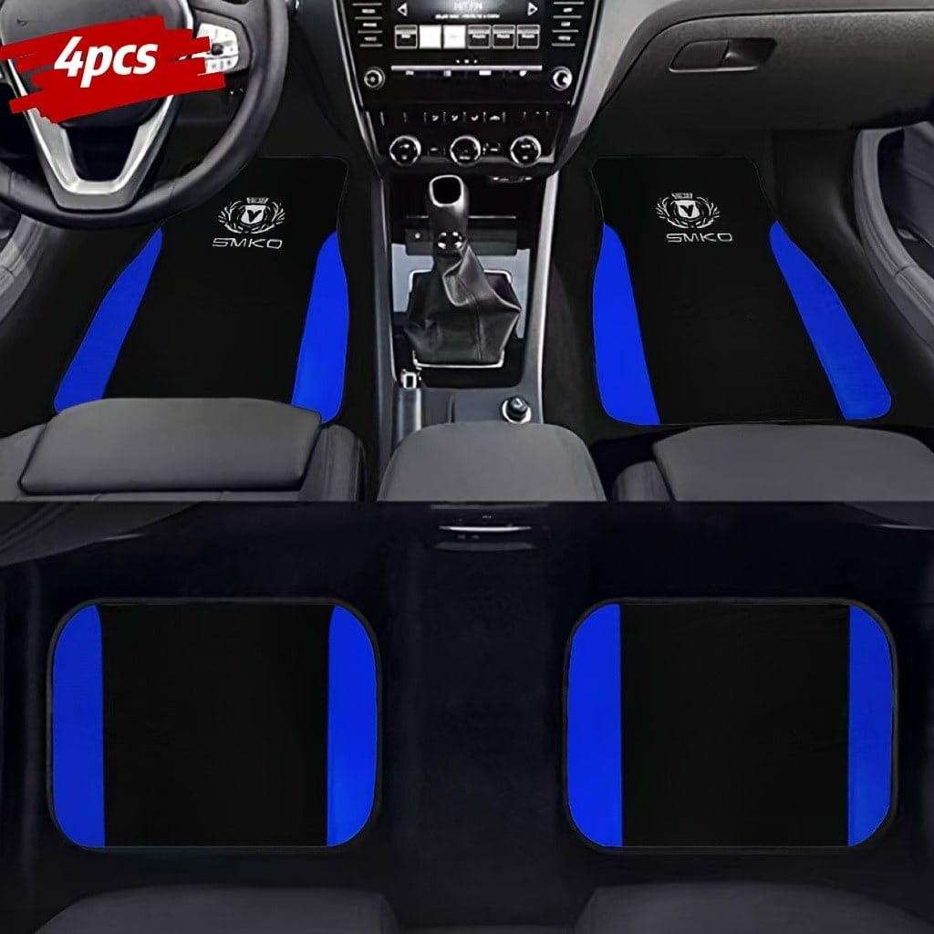 4pcs Pink Crown Design Car Floor Mats- Black Fashion Purple Butterfly Pattern, Fit For Sedan, SUV, Truck- High Quality Polyester, Durable And Easy To Clean, Protect Vehicle Floor| Decorative Mats