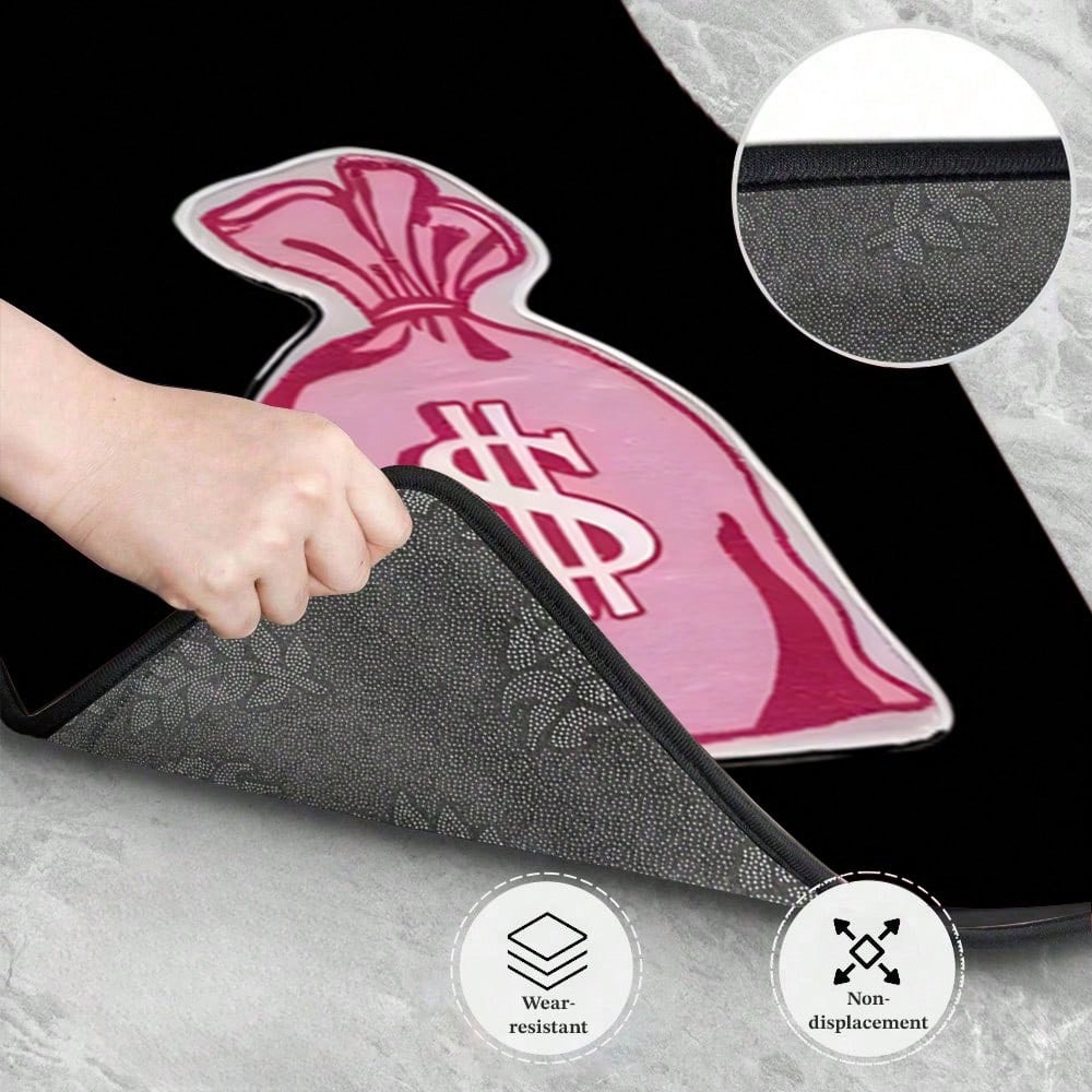 4pcs Pink Dollar Bag Pattern Car Floor Mat Set- Non-Slip, Durable Polyester, Suitable For Most Sedans And SUVs, Interior Upgrade- Perfect Gift For Men And Women