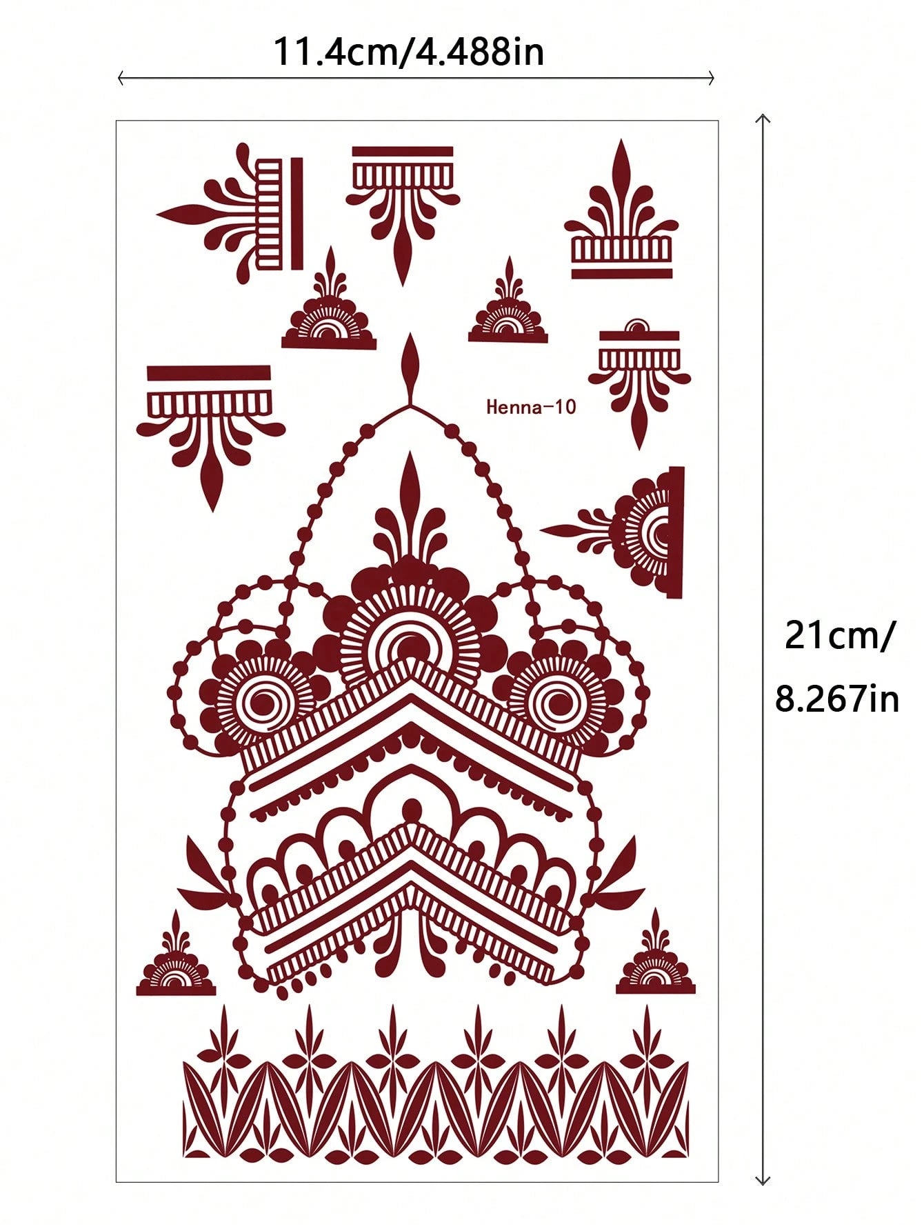 4pcs Sensual Hand Flower Design Tattoos In Brown, Red, Chestnut Colors For Finger, Nail, Body Art, Suitable For Wedding, Party
