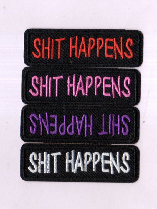 4pcs/Set Creative " Happens" Letter Embroidered Patch Stickers, Black & White Iron-On/Sew-On Patches For Decorating Shoes, Hats, Clothes, Bags