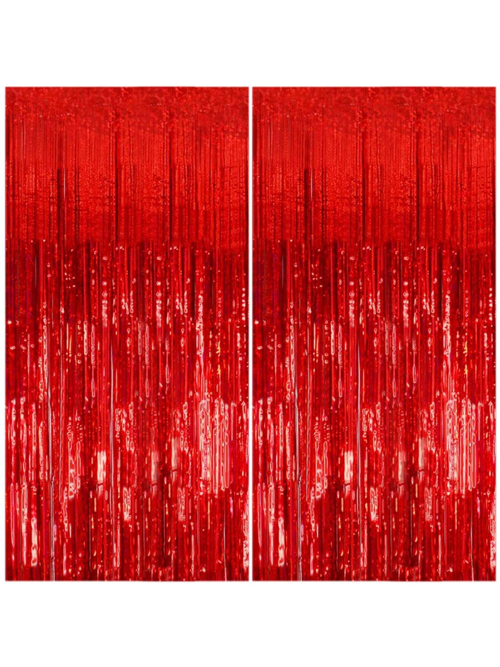 4pcs/Set Metallic Foil Curtain Backdrop, Silver Metallic Fringe Curtain, Suitable For Birthday, Wedding, Engagement, Baby Shower, Bachelorette Party, Christmas, Holiday Celebration, Mother's Day, Grad