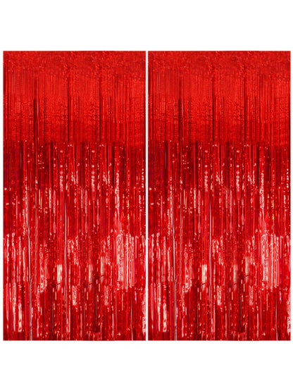 4pcs/Set Metallic Foil Curtain Backdrop, Silver Metallic Fringe Curtain, Suitable For Birthday, Wedding, Engagement, Baby Shower, Bachelorette Party, Christmas, Holiday Celebration, Mother's Day, Grad