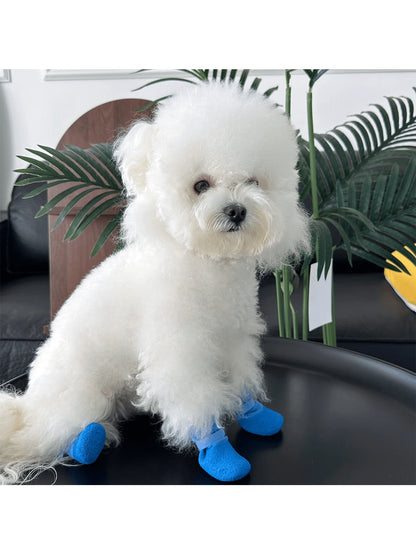 4pcs/Set Waterproof Pet Dog Shoes (Random Style), Non-Slip Soft Sole, Scratch-Resistant & Wear-Resistant, Washable & Reusable, Durable Pet Boots Suitable For Bichon, Corgi, Teddy And Other Dog Breeds