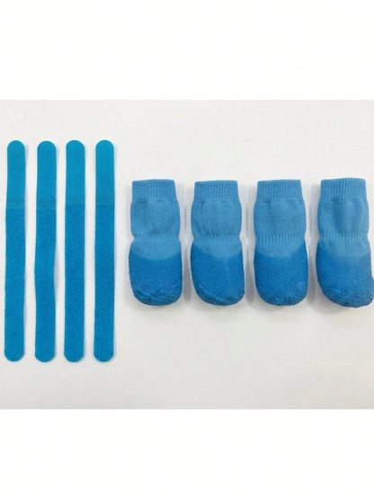 4pcs/Set Waterproof Pet Dog Shoes (Random Style), Non-Slip Soft Sole, Scratch-Resistant & Wear-Resistant, Washable & Reusable, Durable Pet Boots Suitable For Bichon, Corgi, Teddy And Other Dog Breeds