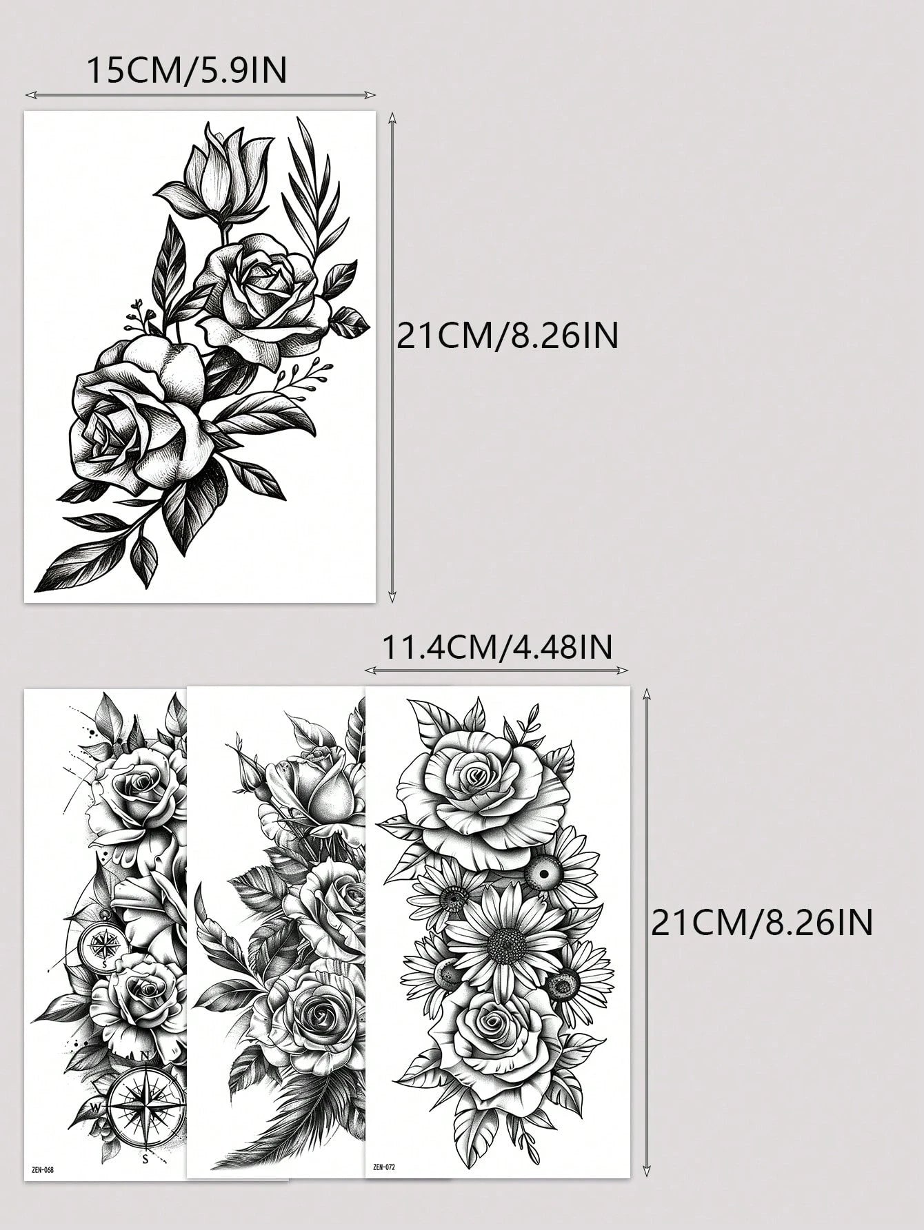 4pcs Sexy Black Floral Temporary Tattoo Stickers, Waterproof Realistic Fake Tattoos, Suitable For Women's Thighs, Abdomen, Back And Hips, Perfect For Festivals, Parties, Dates And More