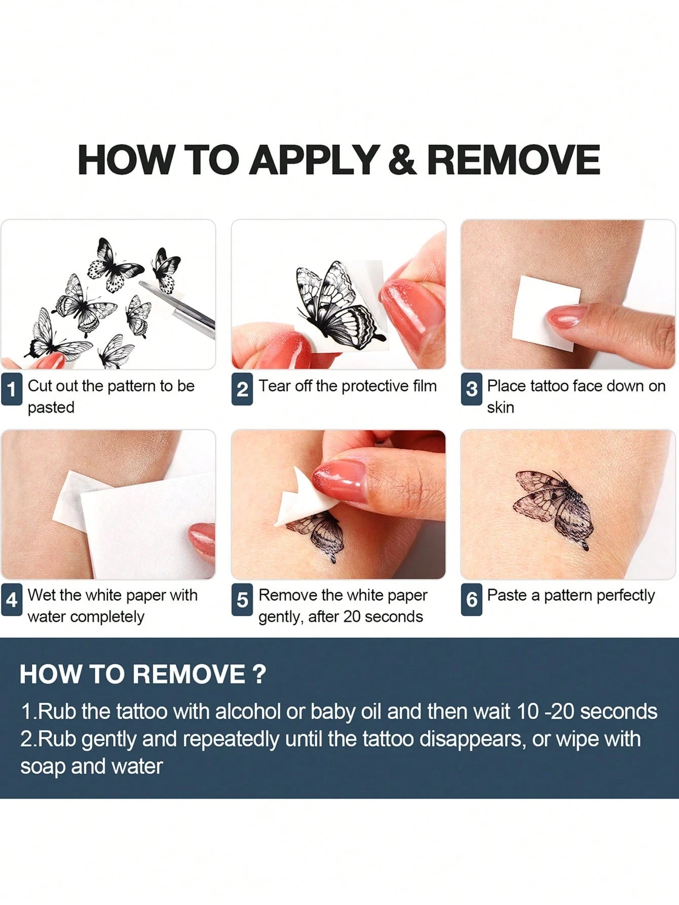 4pcs Sexy Black Floral Temporary Tattoo Stickers, Waterproof Realistic Fake Tattoos, Suitable For Women's Thighs, Abdomen, Back And Hips, Perfect For Festivals, Parties, Dates And More