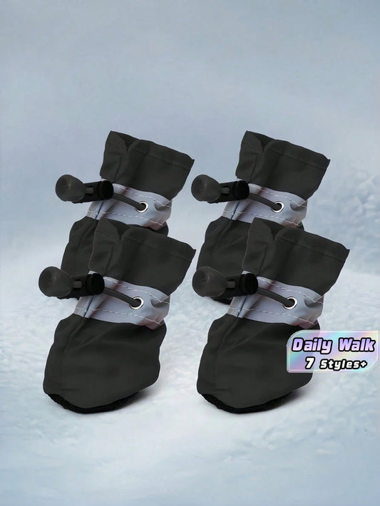 4PCS Small Dog Waterproof Shoes Paw Protector Anti Slip Sole Breathable Mesh Outdoor Pet Booties For Rain Snow Hot Pavement Winter Summer Daily Walk Travel Essentials Pet Supplies