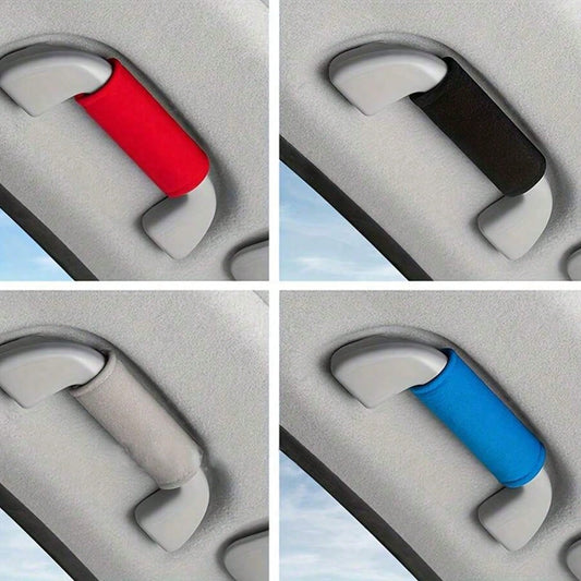 4pcs Soft Car Door Handle Covers, Universal Car Roof Grab Handle Covers, Protect Your Vehicle Interior, Easy Installation, Decorate Your Car As You Like
