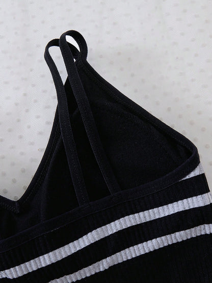 4pcs Teenage Girls Seamless Black Backless Racerback Sports Bra Crop Top Set Back-To-School Summer