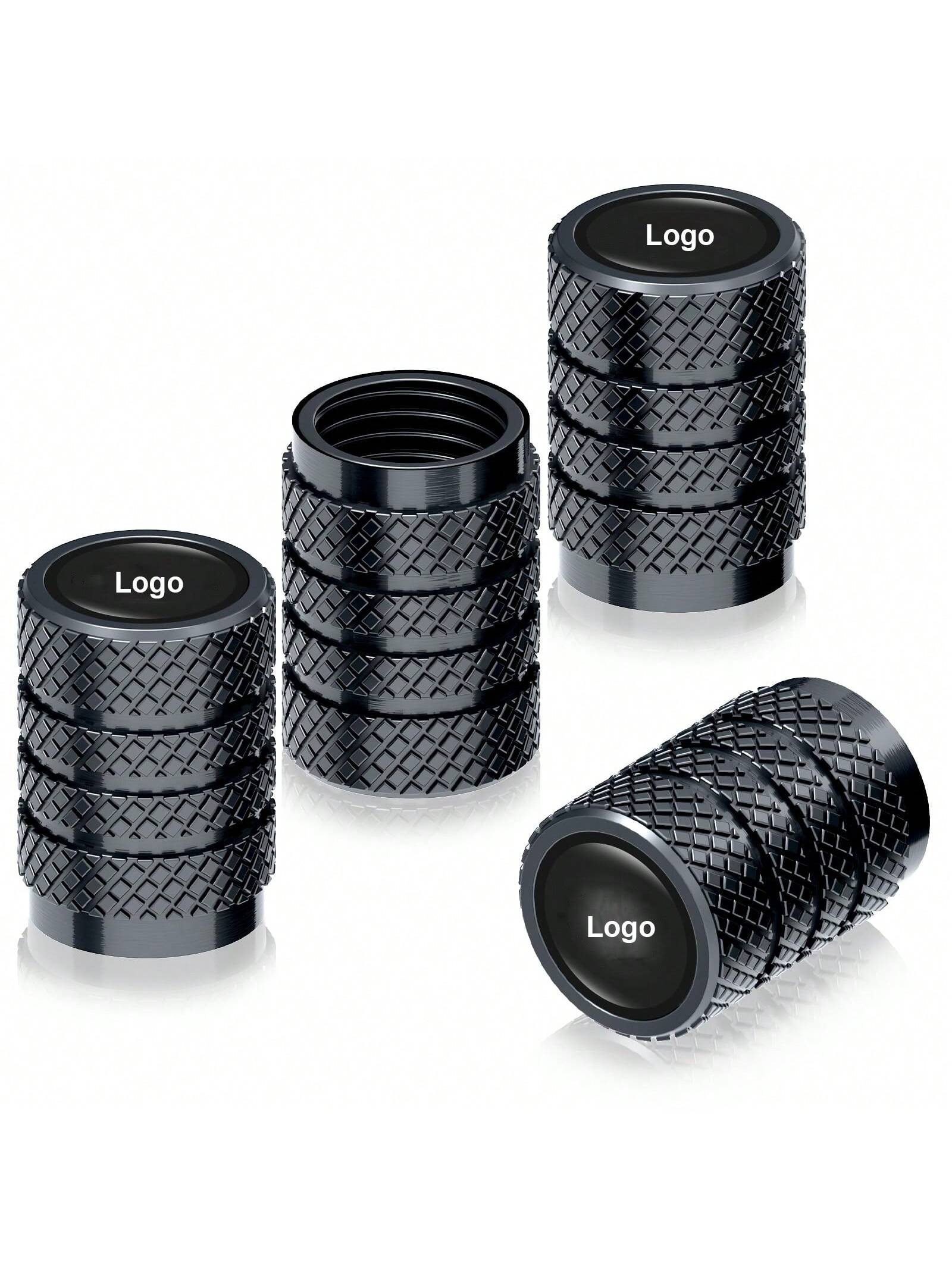 4pcs Tire Valve Stem Caps, Fit Most Vehicles, Corrosion Resistant Alloy Material, Black