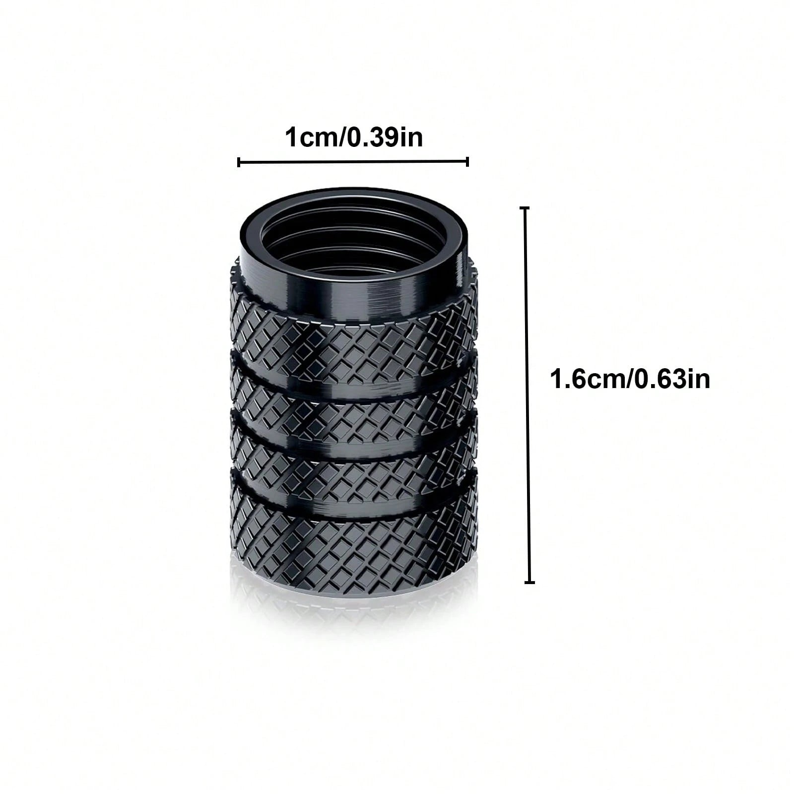 4pcs Tire Valve Stem Caps, Fit Most Vehicles, Corrosion Resistant Alloy Material, Black