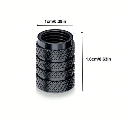 4pcs Tire Valve Stem Caps, Fit Most Vehicles, Corrosion Resistant Alloy Material, Black