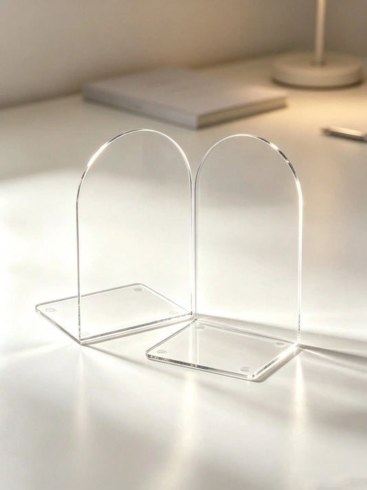 4pcs Transparent Acrylic Book Stands, Suitable For Bookshelves And Desktops, Used For Storing Home/Office Supplies And Books, Home Storage And Organization, Bookends, Decorative Book Holders