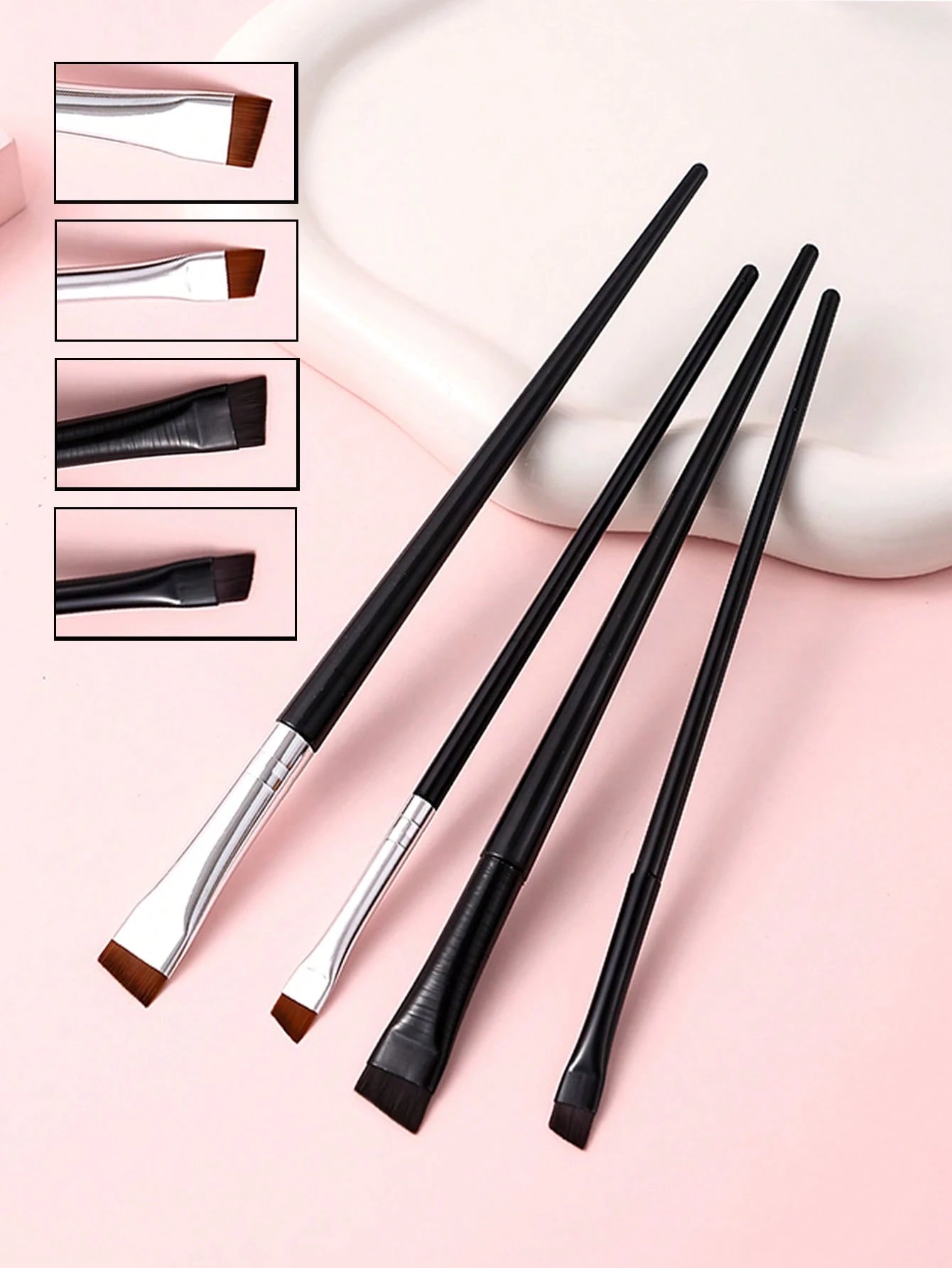 4pcs Upgraded Blade Eyeliner And Eyebrow Brush Set, Ultra-Thin & Angled & Flat Brush, Precise Detail Brush For Makeup Application, Eyebrow Brush, Eyeshadow Brush, Brush,Giveaways