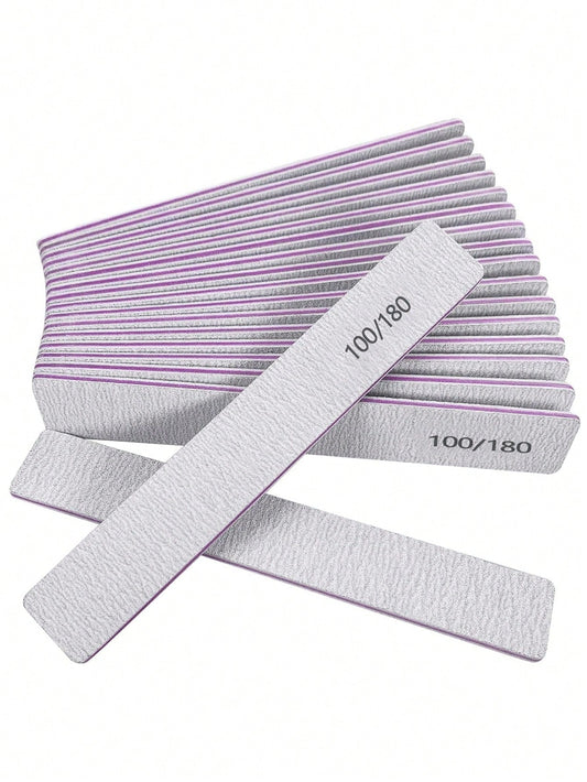 5/15/25/50pcs Professional Nail Files, 180/100 Grit Suitable For Natural Nails And Acrylic Extensions, Double-Sided Washable Fine Grain Nail Files, Suitable For Home And Nail Salon Use