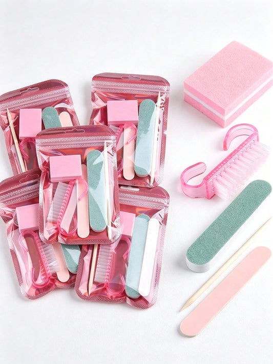 5/15/25/75pcs Nail Art Set, Keratin Sticks, Double-Sided Polishing Blocks, Wooden Pushers, Nail Files And Nail Art Pens, Nail Salon Tools, DIY Nail Art Supplies