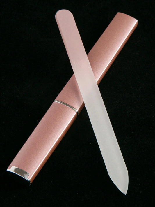 5/2/1pc Glass Nail File And Polishing Block With Storage Box, Crystal Nail File Suitable For Natural Nails, Nano Nail Gloss Polishing Care Set, Suitable For Travel And Nail Salon, Rose Gold