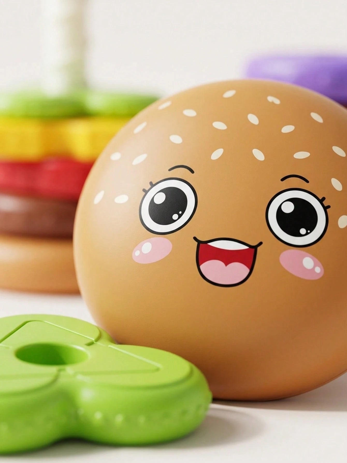 5/7 Layer Educational Stacking Burger Shape Toy, Creative Cartoon Sensory Spin Stacking Rings Toy, Multi-Color & Rotation Puzzle- Featuring Vibrant Colors To Aid In Recognition, Enhance Hand-Eye Coor