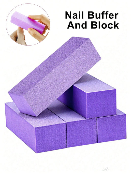 5 Count Nail Buffer Block, Medium/Fine Grit 100/180 Finishing Buffers For Acrylic Nails Gel Polish Nails, 3 Way Professional Pedicure Manicure Buffer Kits