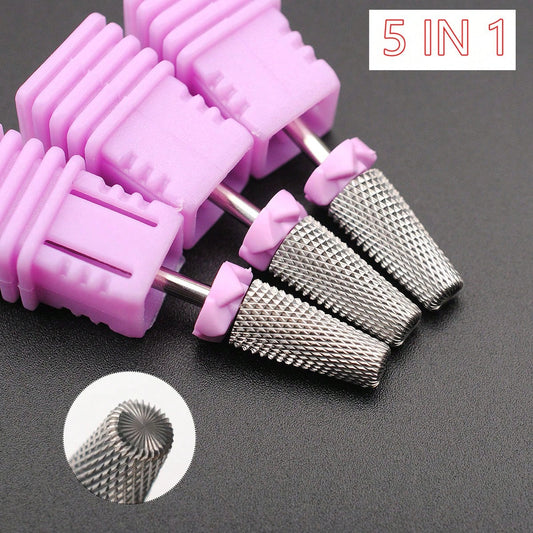 5 In 1 Tungsten Carbide Nail Polishing Bit Nail Drill Bits Pedicure Remover For Acrylic Gel Nails Polishing Tools