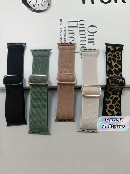 5 Packs Nylon Sport Loop Band For Apple Watch- Stretchy Comfort Strap Compatible With Ultra/SE/Series 10-1, 38-49mm