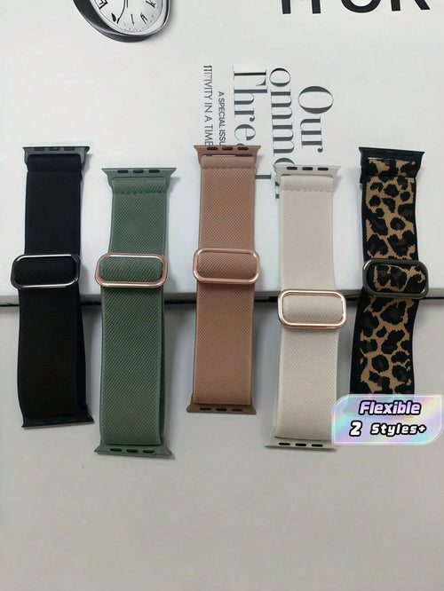 5 Packs Nylon Sport Loop Band For Apple Watch- Stretchy Comfort Strap Compatible With Ultra/SE/Series 10-1, 38-49mm
