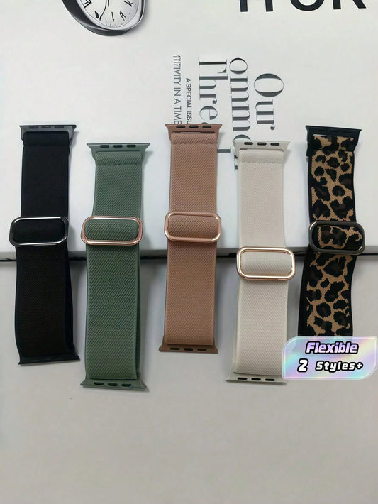 5 Packs Nylon Sport Loop Band For Apple Watch- Stretchy Comfort Strap Compatible With Ultra/SE/Series 10-1, 38-49mm
