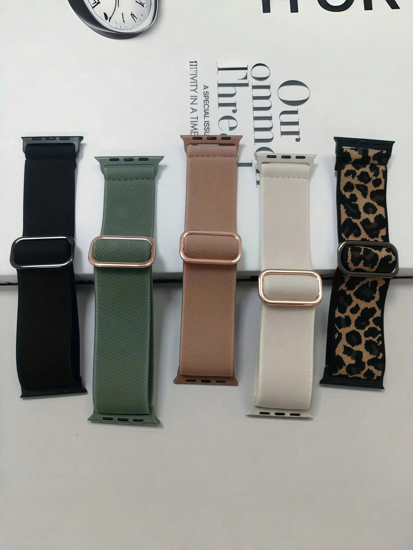 5 Packs Nylon Sport Loop Band For Apple Watch- Stretchy Comfort Strap Compatible With Ultra/SE/Series 10-1, 38-49mm