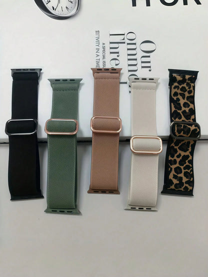 5 Packs Nylon Sport Loop Band For Apple Watch- Stretchy Comfort Strap Compatible With Ultra/SE/Series 10-1, 38-49mm