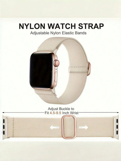 5 Packs Nylon Sport Loop Band For Apple Watch- Stretchy Comfort Strap Compatible With Ultra/SE/Series 10-1, 38-49mm