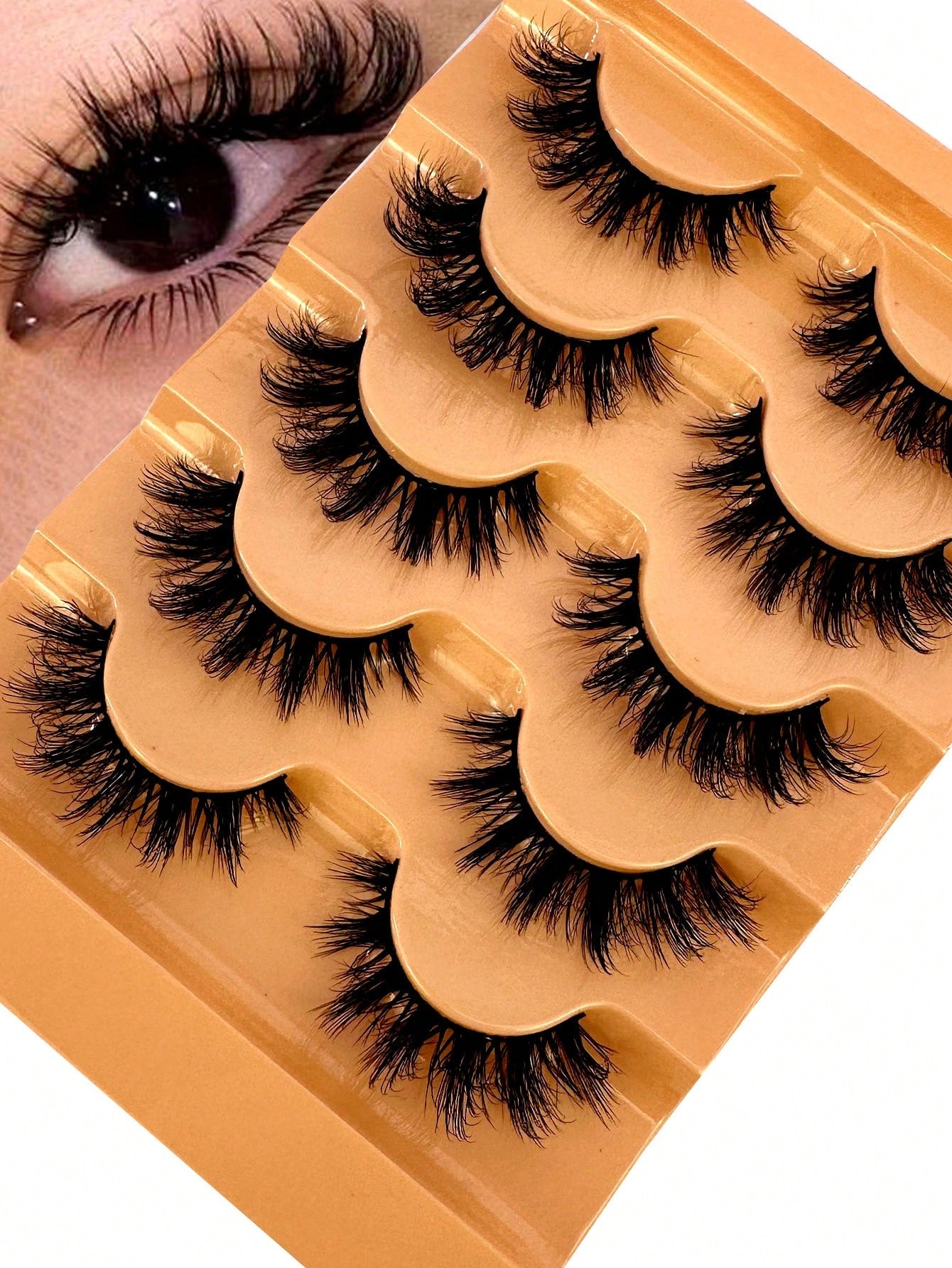 5 Pairs 5d Volume False Eyelashes, Fluffy Russian Big Curling Imitation Mink Hair Eyelashes