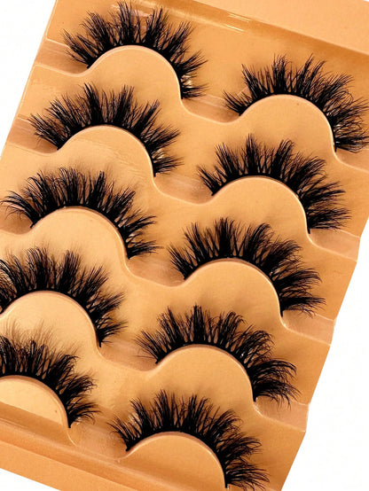 5 Pairs 5d Volume False Eyelashes, Fluffy Russian Big Curling Imitation Mink Hair Eyelashes