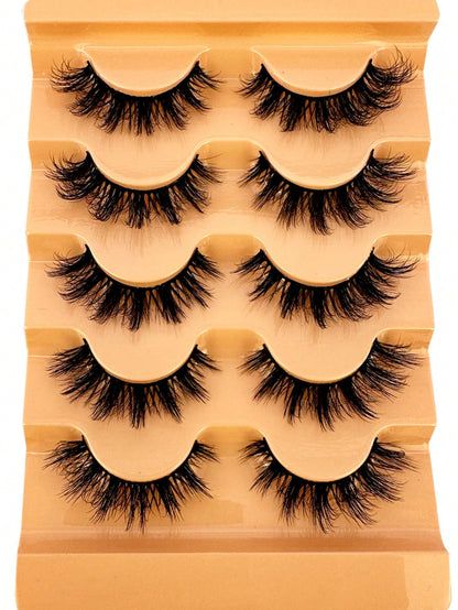 5 Pairs 5d Volume False Eyelashes, Fluffy Russian Big Curling Imitation Mink Hair Eyelashes