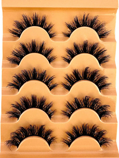 5 Pairs 5d Volume False Eyelashes, Fluffy Russian Big Curling Imitation Mink Hair Eyelashes