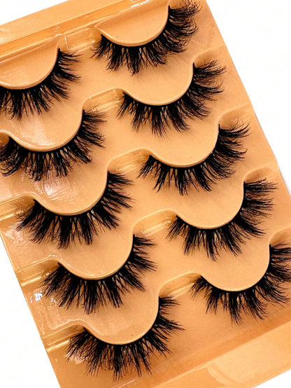 5 Pairs 5d Volume False Eyelashes, Fluffy Russian Big Curling Imitation Mink Hair Eyelashes