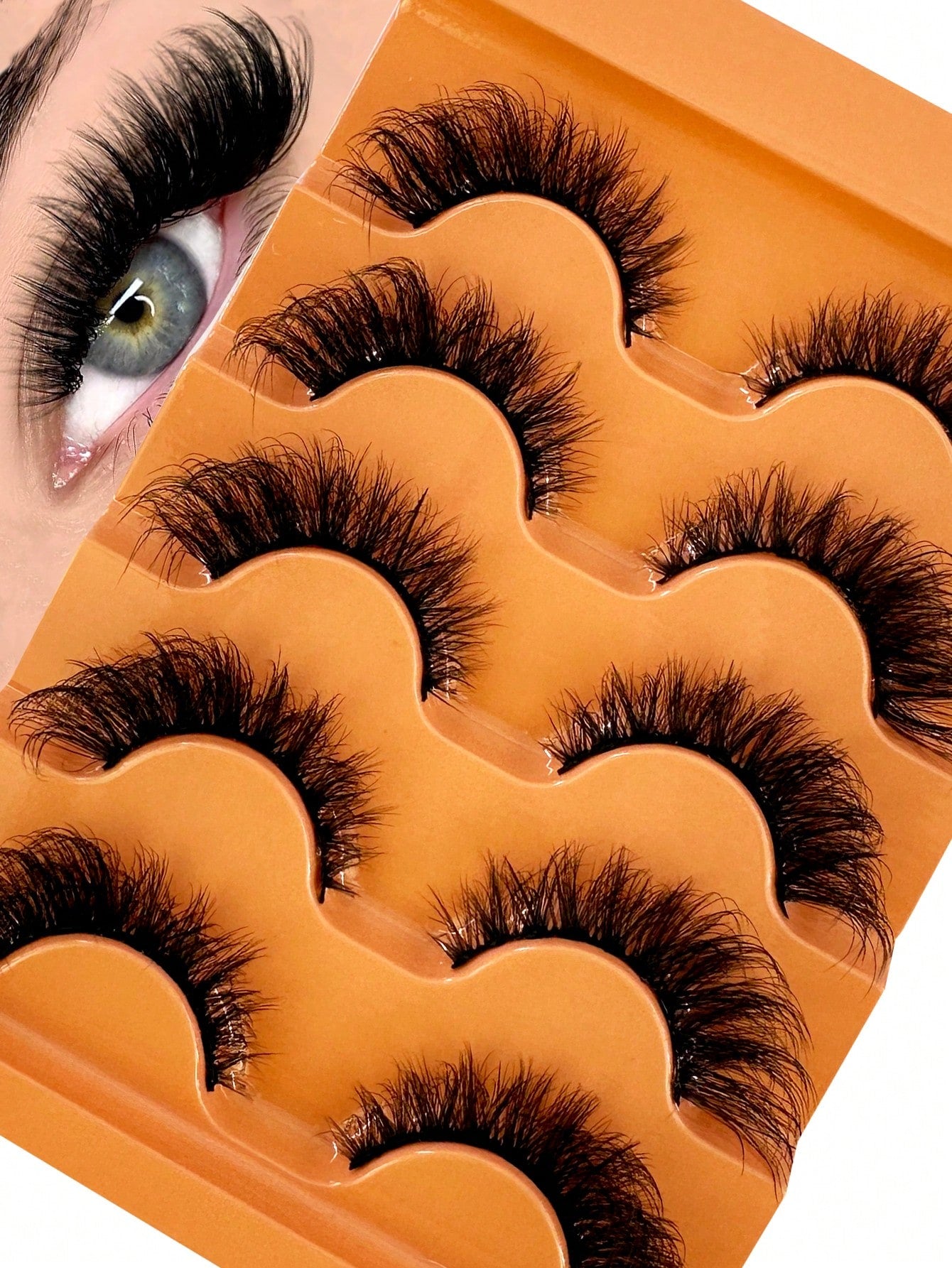 5 Pairs 5d Volume False Eyelashes, Fluffy Russian Big Curling Imitation Mink Hair Eyelashes