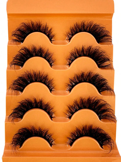 5 Pairs 5d Volume False Eyelashes, Fluffy Russian Big Curling Imitation Mink Hair Eyelashes