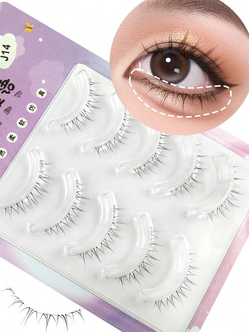 5 Pairs Cartoon Style Lower False Eyelashes Natural & Lengthening Suitable For Cosplay Reusable Create Natural & Lightweight Anime Makeup Look Transparent Lash Bands Suitable For Beginners Daily