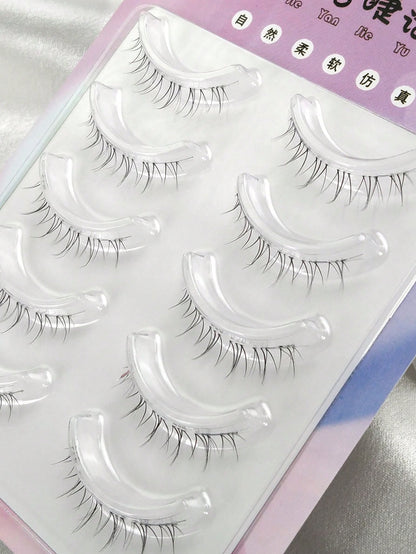 5 Pairs Cartoon Style Lower False Eyelashes Natural & Lengthening Suitable For Cosplay Reusable Create Natural & Lightweight Anime Makeup Look Transparent Lash Bands Suitable For Beginners Daily