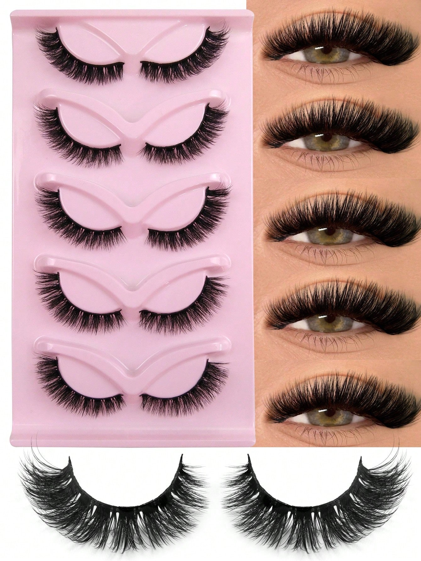 5 Pairs Cat Eye False Eyelashes Natural Look Lashes Fake Lashes Essential For Beginners Perfect For Parties Music Festivals And Daily Wear