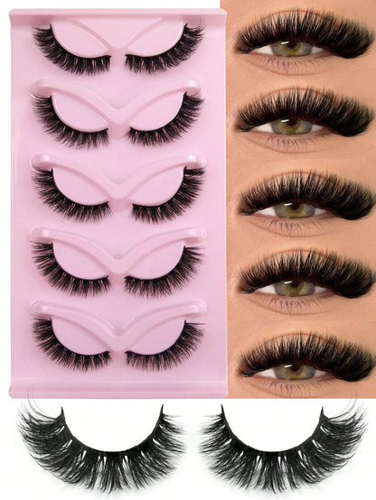 5 Pairs Cat Eye False Eyelashes Natural Look Lashes Fake Lashes Essential For Beginners Perfect For Parties Music Festivals And Daily Wear