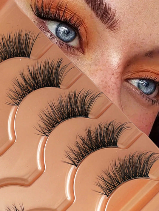 5 Pairs Cat Eye Half-Strip False Eyelashes, 5-10mm D-Curl Fluffy, Natural Looking Reusable Eyelash Extensions For All Occasions