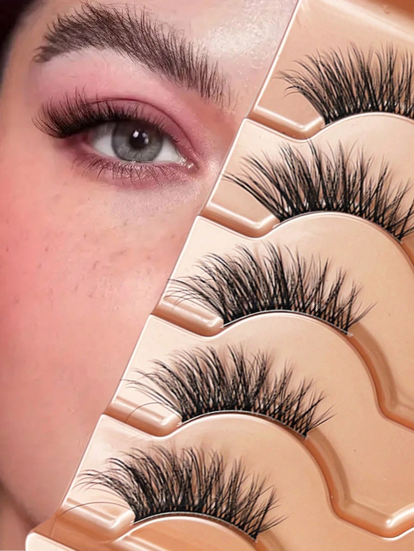 5 Pairs Cat Eye Half-Strip False Eyelashes, 5-10mm D-Curl Fluffy, Natural Looking Reusable Eyelash Extensions For All Occasions