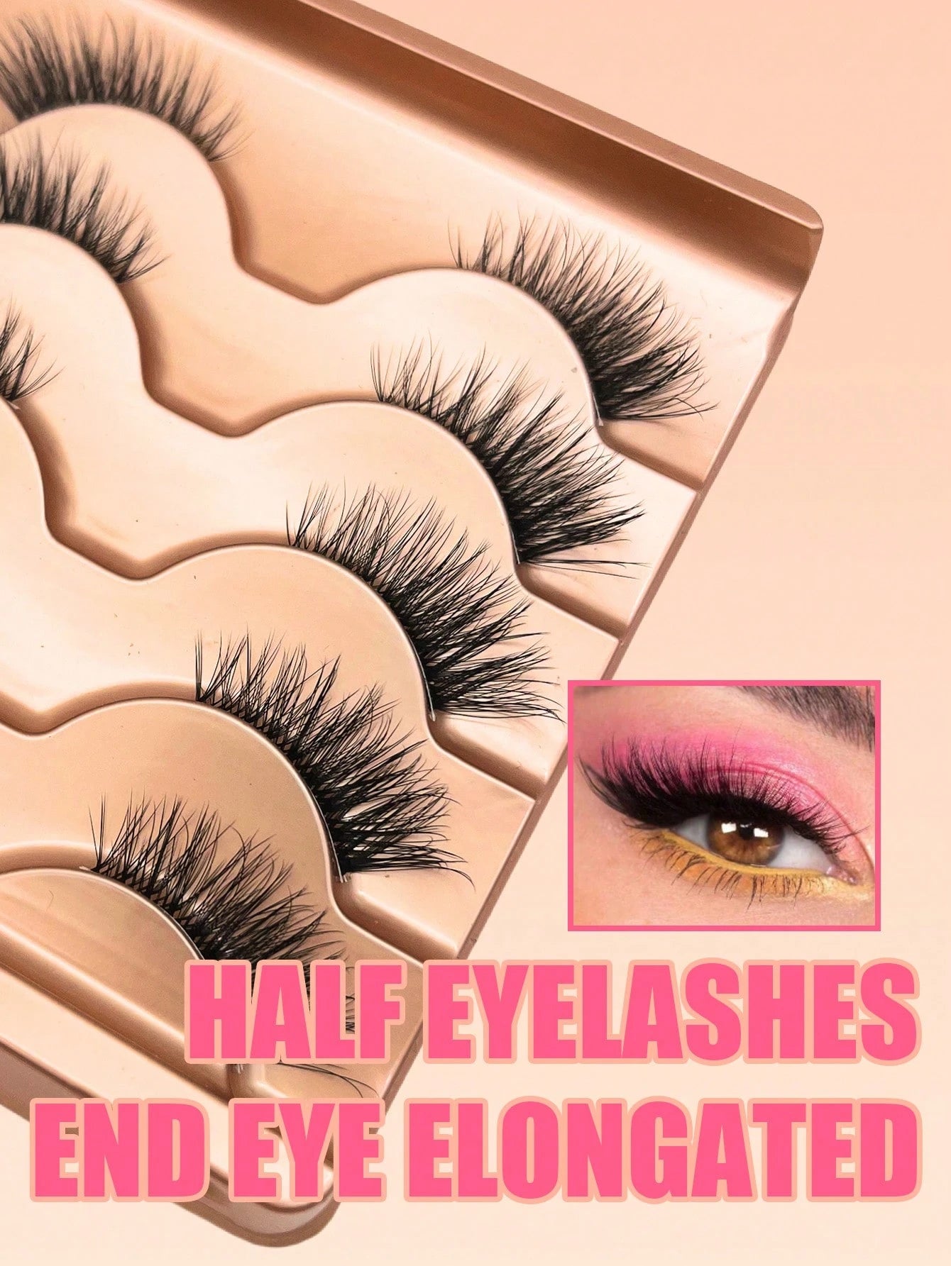 5 Pairs Cat Eye Half-Strip False Eyelashes, 5-10mm D-Curl Fluffy, Natural Looking Reusable Eyelash Extensions For All Occasions