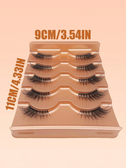 5 Pairs Cat Eye Half-Strip False Eyelashes, 5-10mm D-Curl Fluffy, Natural Looking Reusable Eyelash Extensions For All Occasions