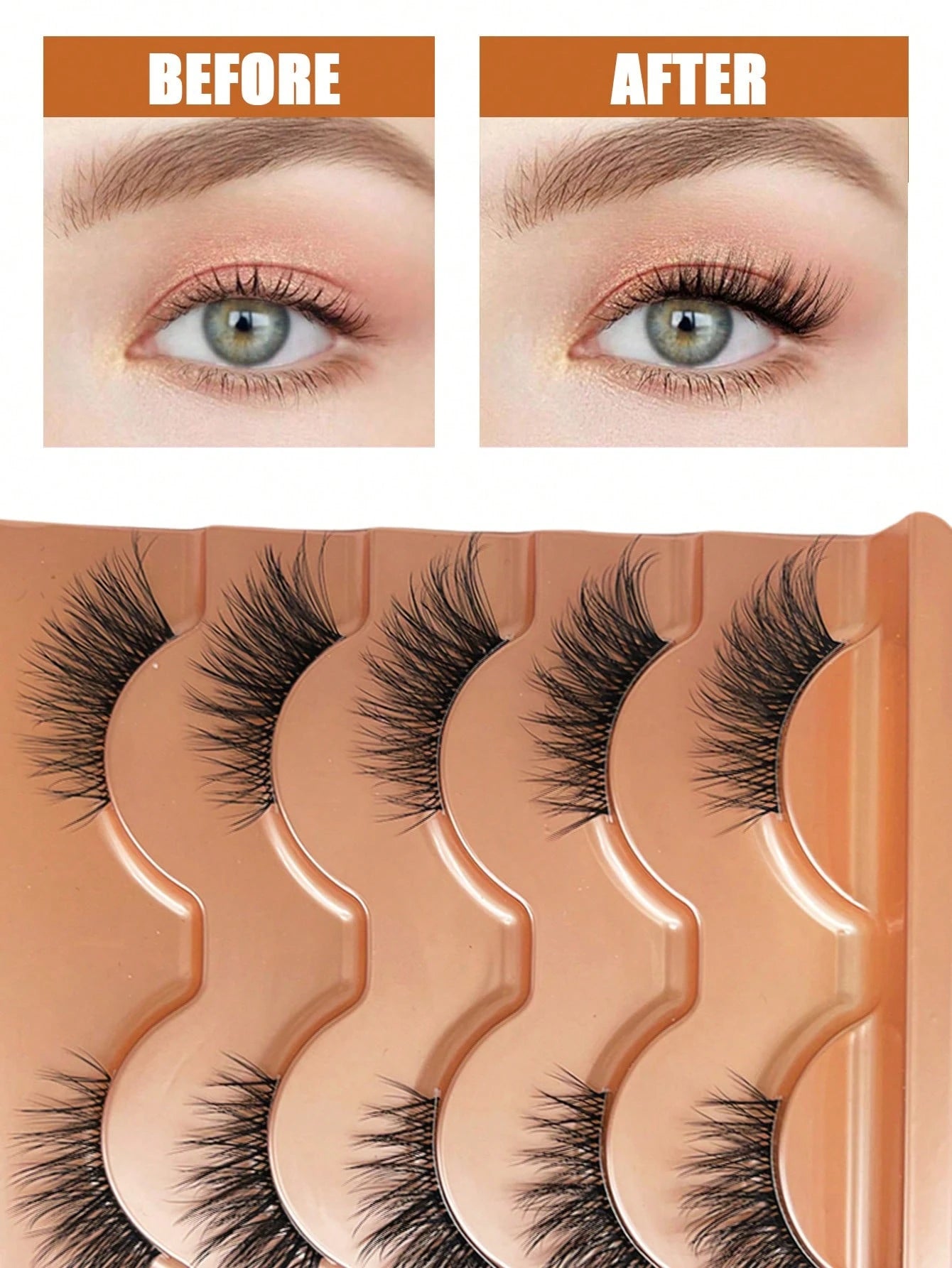 5 Pairs Cat Eye Half-Strip False Eyelashes, 5-10mm D-Curl Fluffy, Natural Looking Reusable Eyelash Extensions For All Occasions